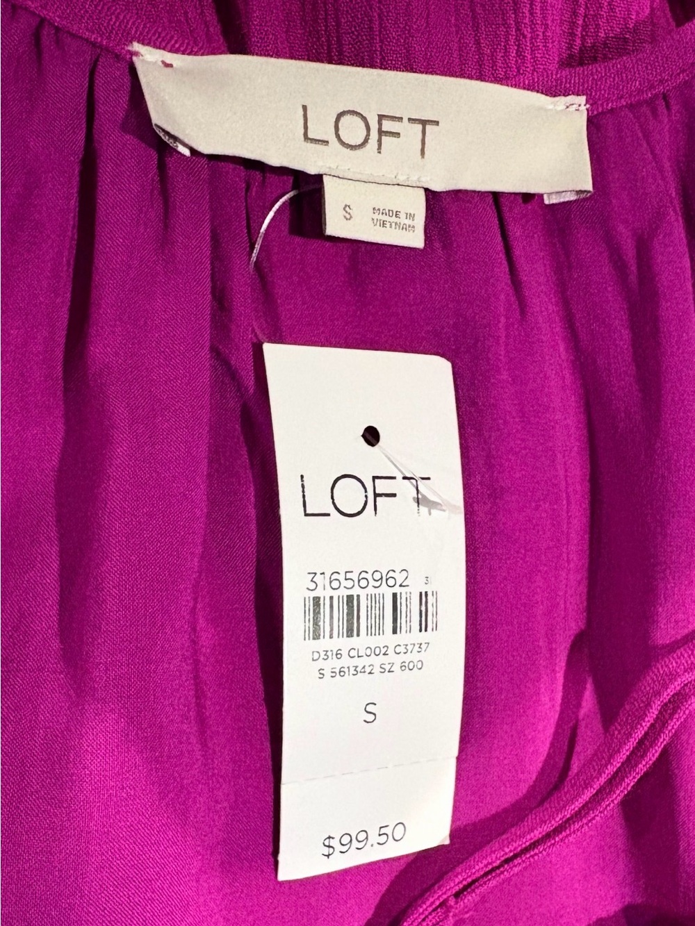 NWT LOFT Small Fuchsia Spaghetti Strap Tiered Maxi Dress - Picture 10 of 13